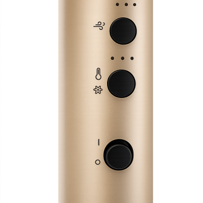 Champagne gold control panel close-up